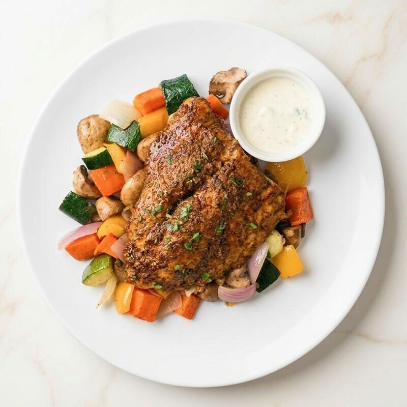 Cajun Baked Fish with Creamy Dill Sauce