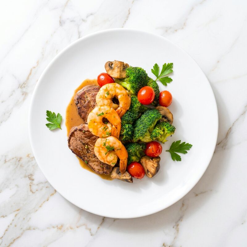 Surf & Turf With Filet Mignon and Cajun Shrimp