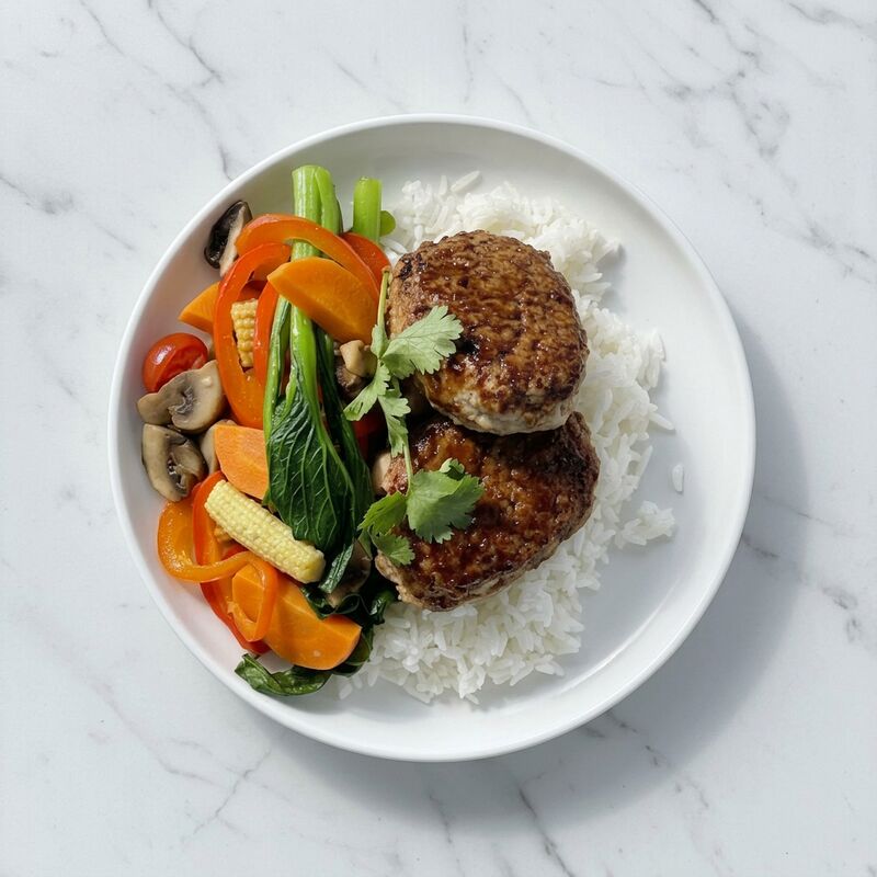 Thai Pork Patty with Cilantro Lime Sauce & Jasmine Rice
